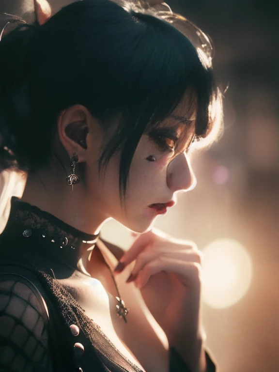  DIESEL PUNK ,  Atmospheric volumetric fog , masterpiece,  illustrations,  top quality , 8k,  high definition ,  wallpaper,  cinematic lighting ,  sharp concentration ,  complicated、 1 Japanese Woman、A woman with a beautiful face、Goth Makeup、 Big Breasts 、...