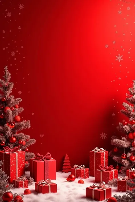 Red Christmas background with gifts and decorations in the composition should predetermine the bright scarlet red color