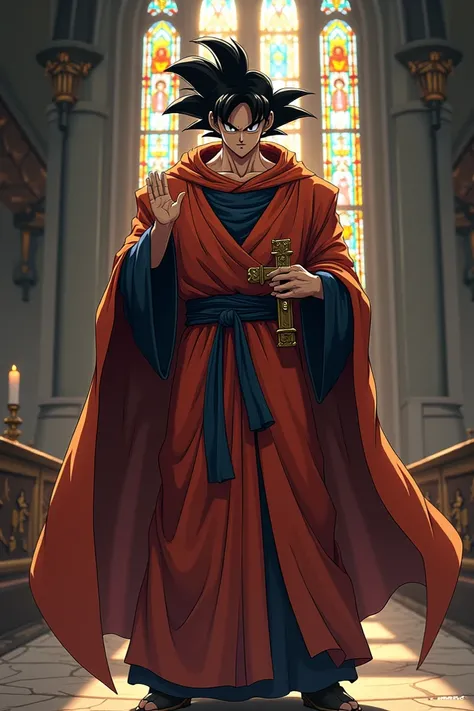 Goku dressed as Saint Jude Thaddeus
