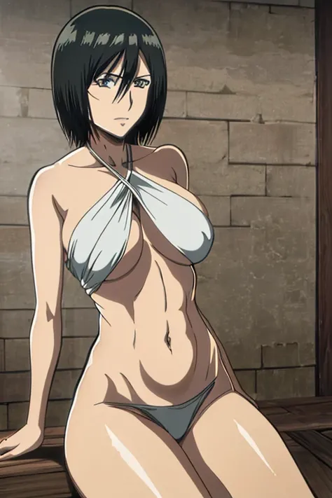 Mikasa Ackerman nue, yeux violets, gros cul, Grand , montrant le cul.8K, qualité parfaipte.