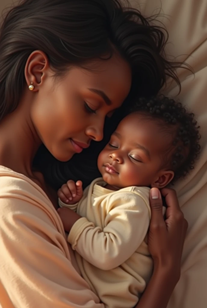 Create a beautiful dark complexion baby and mother 