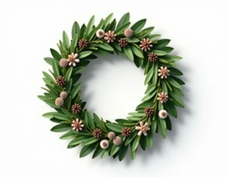 slightly leafy Christmas wreath with white background