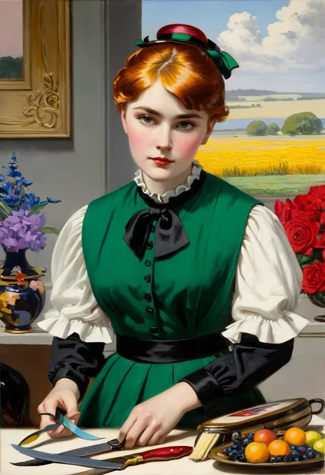 creative by Charles Burton Barber, very colorful,((oil painting knife)),((masterpiece)),single shot