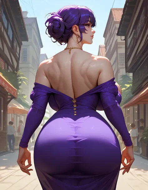 Nitta hot woman wear purple dress 👗 big breast down stand big ass solo men fuk woman 