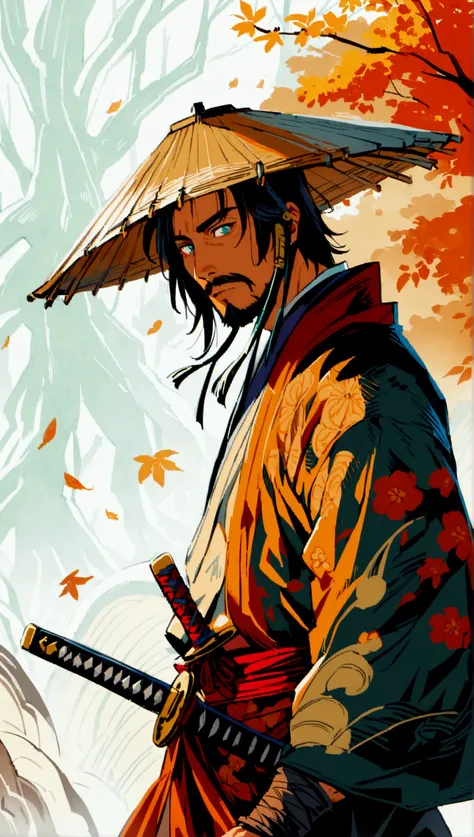 1man, ronin, solo, musashi miyamoto, lone wolf, , 
scary japanese ghost story art style, by studio ghibli, ninja scroll, man, cinematic view, ((in ancient Shinto shrine)), perspective view, (( samurai warrior ninja ghost  jedi)),  solo, uncropped,  1man, M...