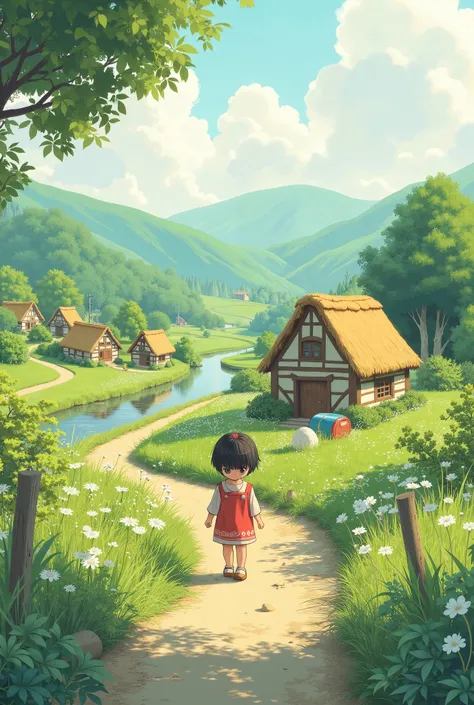 Rural life illustration，Hayao Miyazaki&#39;s painting style