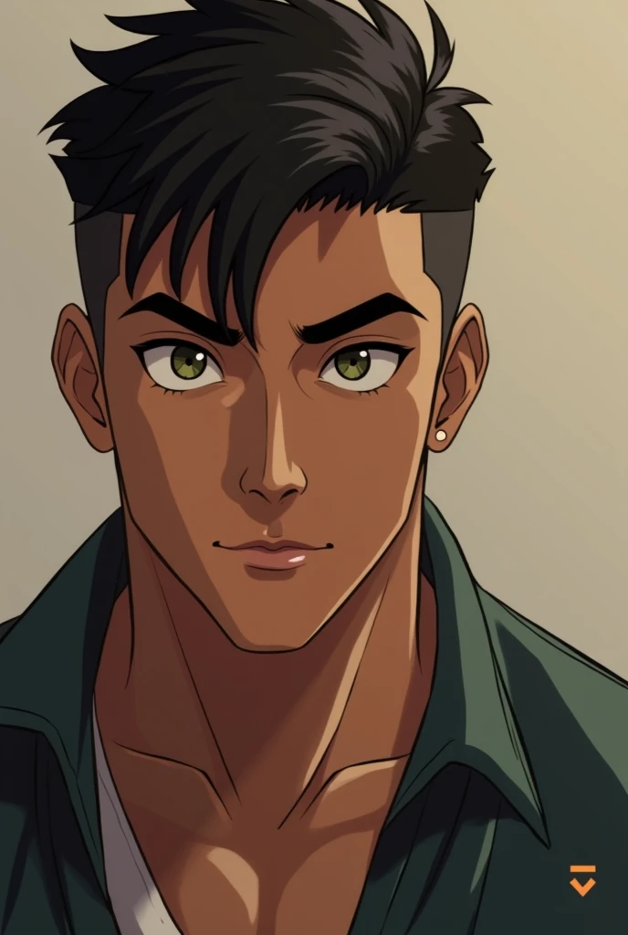 You have a male character with the following characteristics :  physical appearance :
by: Type 2c ,  medium short and dark ,  similar to that of Cris Junior . with a fade type cut
Skin tone : dark-skinned.
eyes: Almond-shaped,  honey green color .
eyebrows...