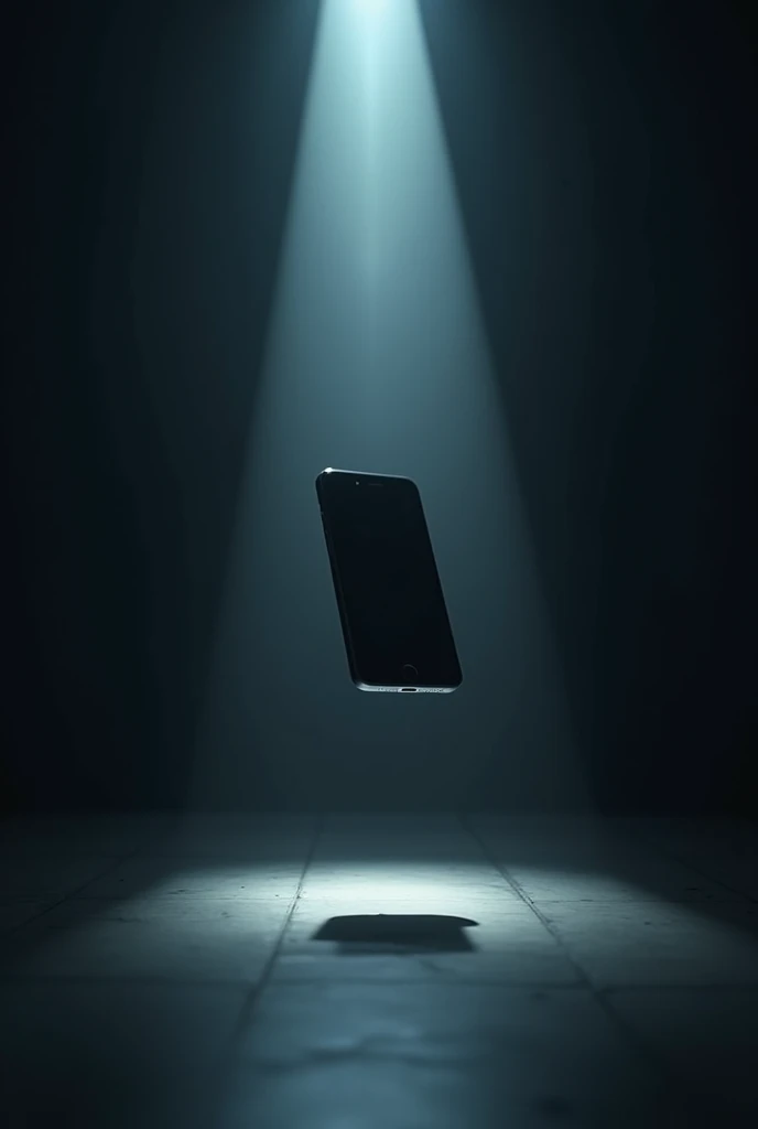 Cell phone falling in the middle of a room without light