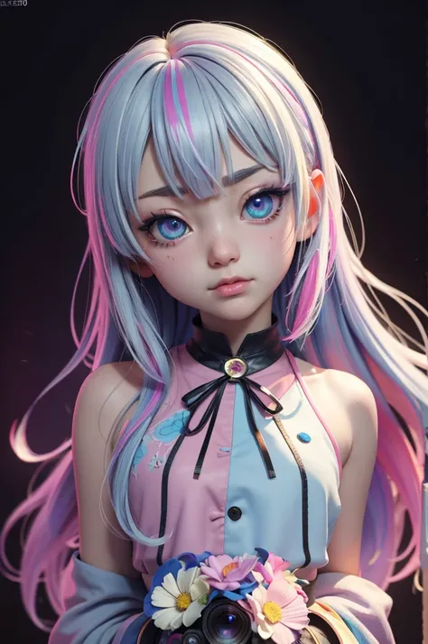 Anime,Ahegao,loli,ultra hd,masterpiece, best quality, 8k, 15yo, teen, raw photo, absurdres, award winning portrait, solo, night, neon, idol face, violaceaess, gardeniass, upper body, DSLR, looking at viewer, candid, sophisticated, youthful, professional li...