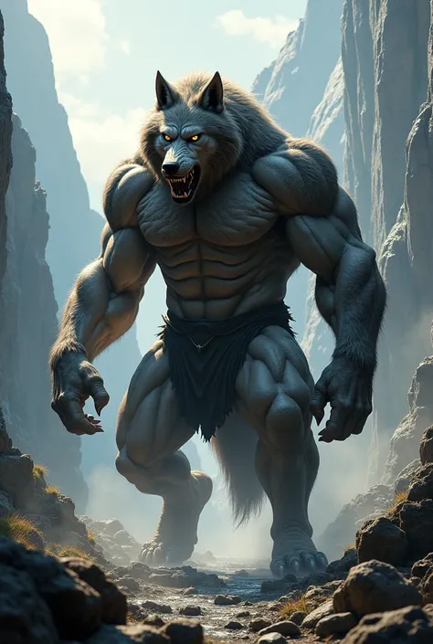 Create an image 9:16 jpg of an animal based on a muscular wolf 