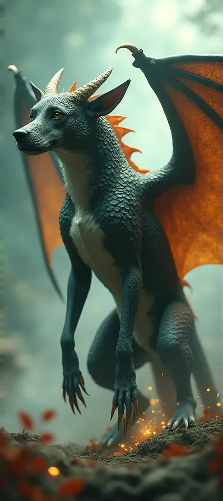 A close up of a dragon with wings and a tail - SeaArt AI Video