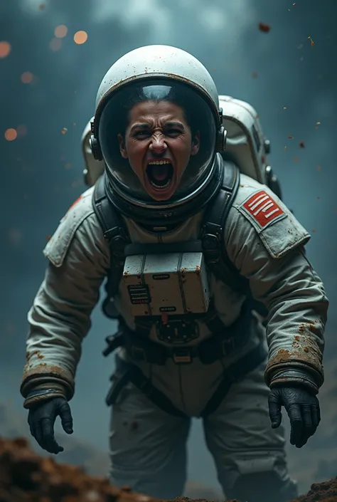 Astronaut screaming in horror