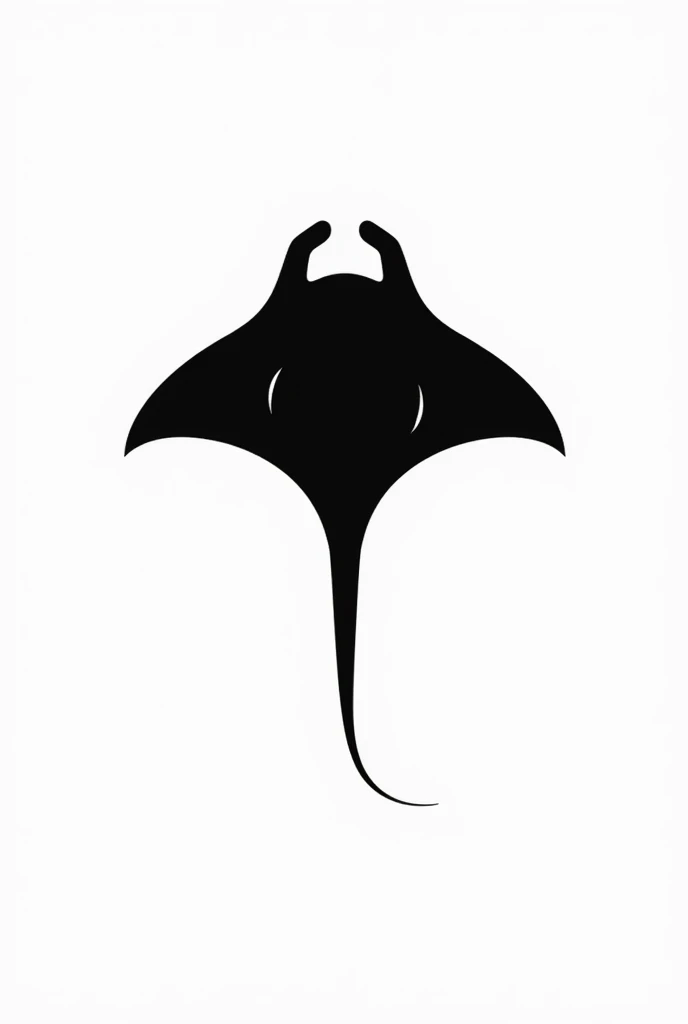 Make a simple and minimalist drawing of a mantaraya on a white background for a logo that is without bunches and without eyes, black that is just the shape of a stingray