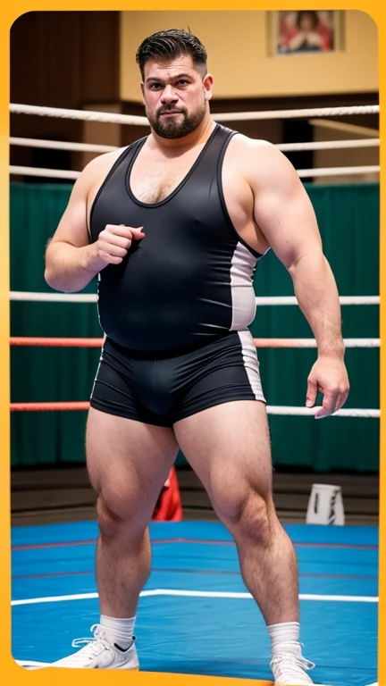 Middle aged male wrestler in Greco-Roman style。