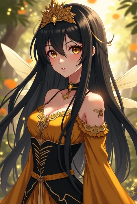 A queen bee girl with black hair anime