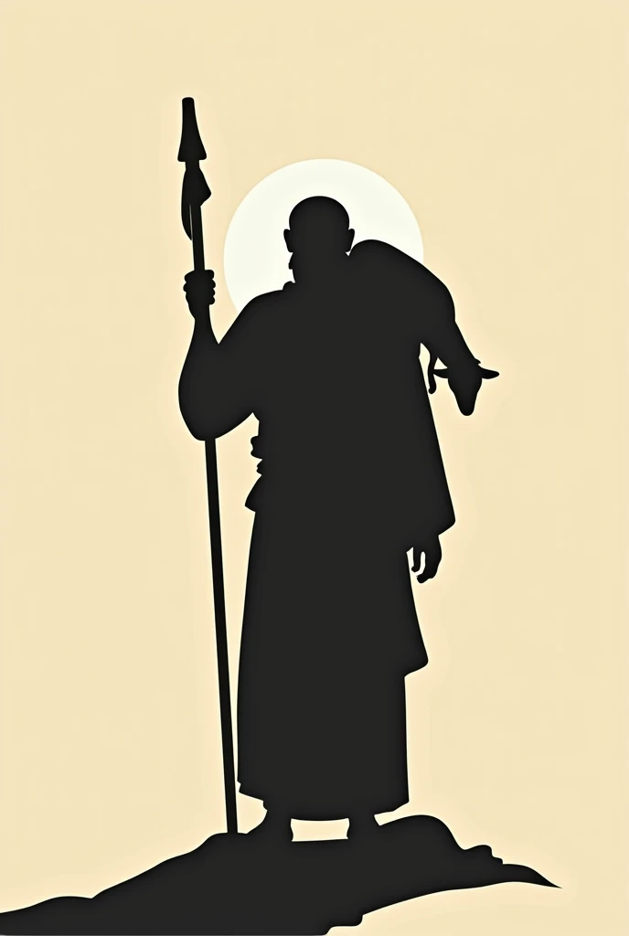 Okay, I remind you again ,  I need a wallpaper with the figure of the Good Shepherd  ( this one has to have the sheep on his shoulders referring to the historical figure),  the style has to be very minimalist with a silhouette style  