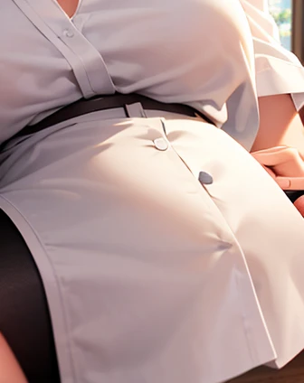  close-up of  women (hinata, makima) in a white shirt sitting on a chair,  Beautiful young Korean woman , White clothes are very transparent, Breast and visible ,sleep over, homework