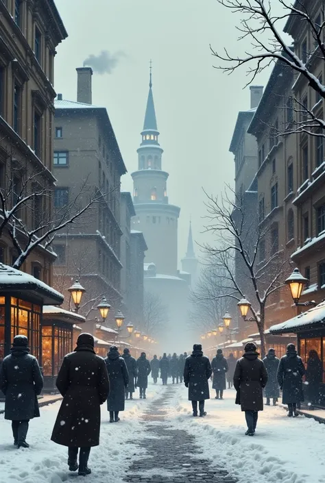 Belgrade in 40s in snow