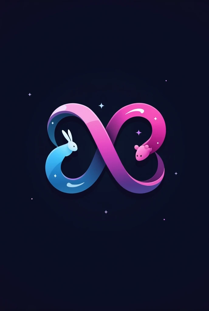 Create a logo for a creative game company named "Eternalis". The design should feature the following elements:
An infinity symbol, formed by shapes of a jumping rabbit and a jumping mouse. Use precise colors to highlight the shapes and maintain visual clar...