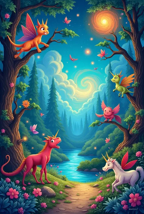 Create a back Cover Image for a book for ren  the title is "THE BEDTIME ADVENTURES: STORIES OF MAGIC, COURAGE AND COLOR"

use vibrant colors and magical images.
use bold, friendly fonts and bright colors that pop against the background.

The text on the co...