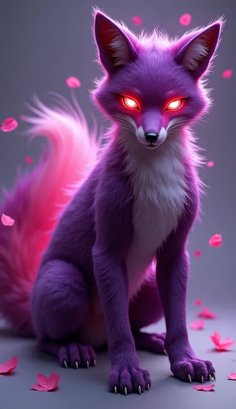 create 32k Hybrid Fusion of a fierce fox and plum, merging grace with a powerful aura of vitality. The muscular body of this hybrid is sleek and athletic, with plum-colored fur covering its frame, fading into rich purples and deep reds. The foxs agile limb...