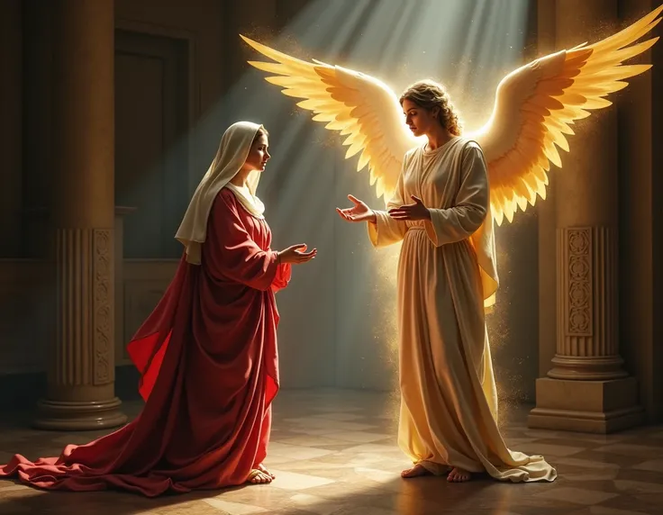 GENERATE AN IMAGE OF THE ANNUNCIATION OF THE ANGEL GABRIEL TO MARY 