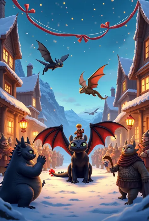 The cartoon how to train your dragon celebrates New Year 