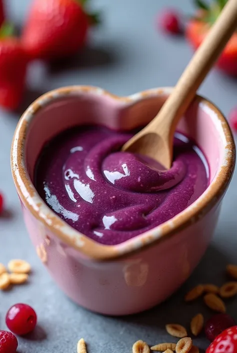 Brazilian acai in a hearts pot