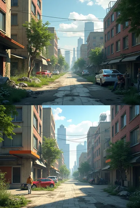 Abandoned area before and after reconstruction