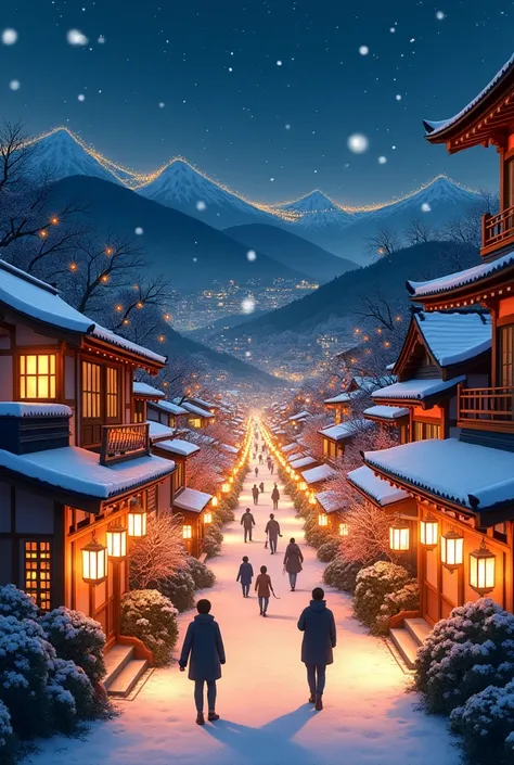  illustrations　background　 Illuminations　 Christmas　night　Town　Japan