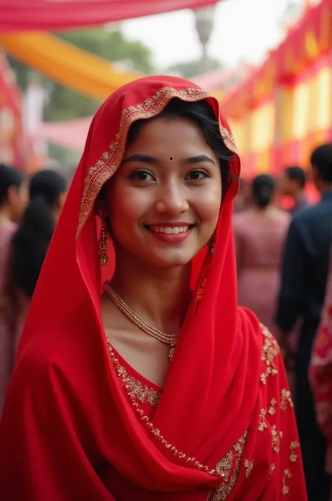 Bangladeshi girl in red sharee at wedding 