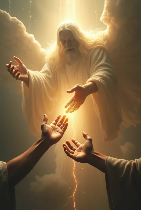 God shaking hands with a person 