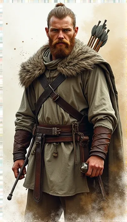 A masterpiece in terms of excellent) quality. A naturalistic depiction of one Viking. This is a fairly young Viking, armed with a bow and arrows, while the bow and arrows are placed in a quiver. He does not wear a helmet, he is dressed simply and lightly -...