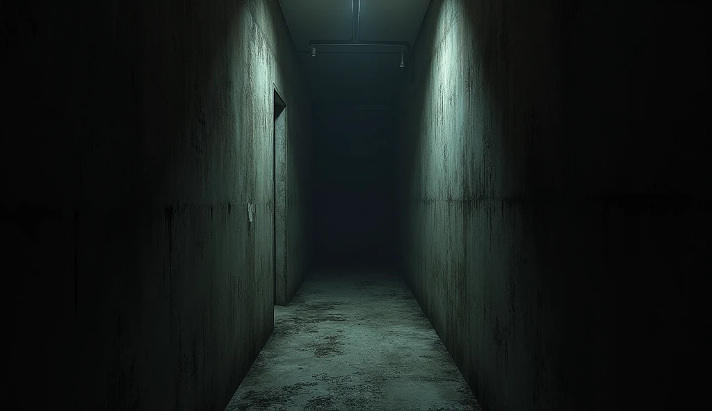 narrow, dark passageway in the dark without people