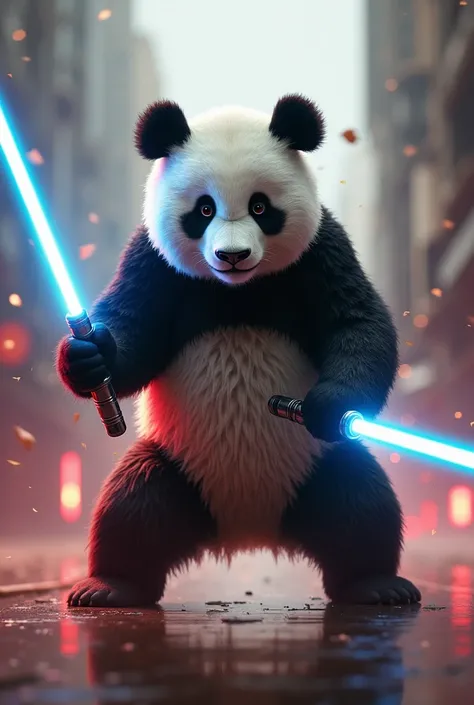 Star wars panda with light sabers