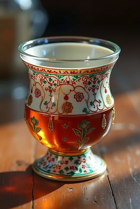  Turkish tea cup — a mixture of porcelain and glass, a slave adapted for Uzbeks is painted without a holder