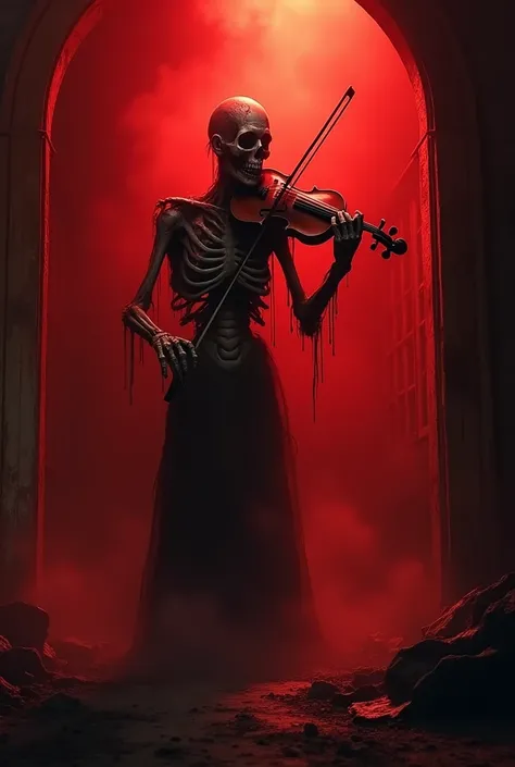 A zombie violine player, red lights