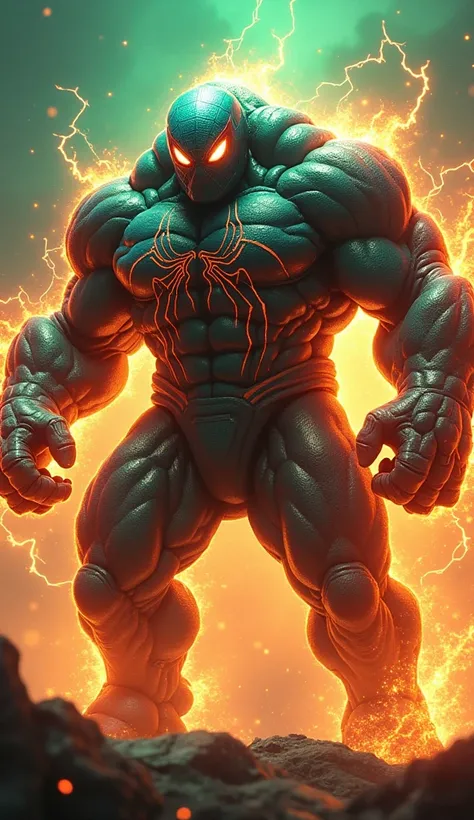 Create 32k masterpiece of a hybrid fusion between Spider-Man and Rhino, an untamable force of nature, embodying a massive and muscular build, towering over its surroundings. The creature’s body combines the sleek, agile form of Spider-Man with the immense,...