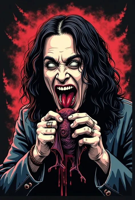 Ozzy Osbourne Biting a Bat T-shirt print