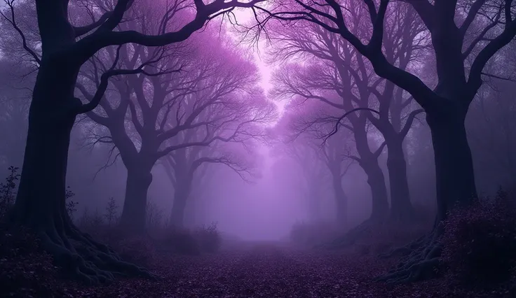 Generate a high-quality background of a dark purple forest