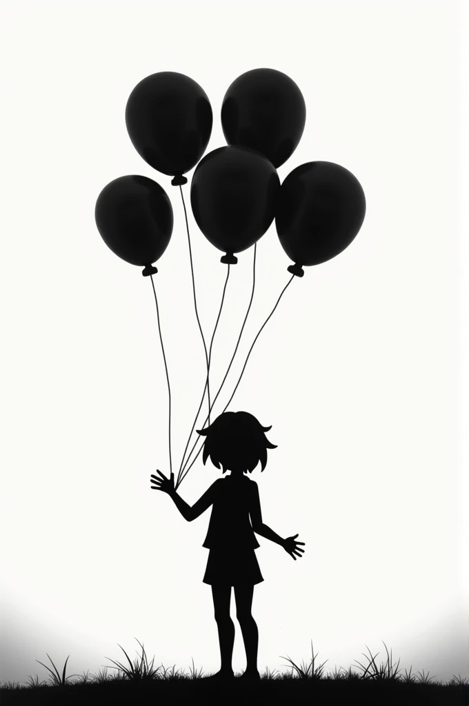 ren holding balloons but let the balloons be wooden toys. In silhouette 
