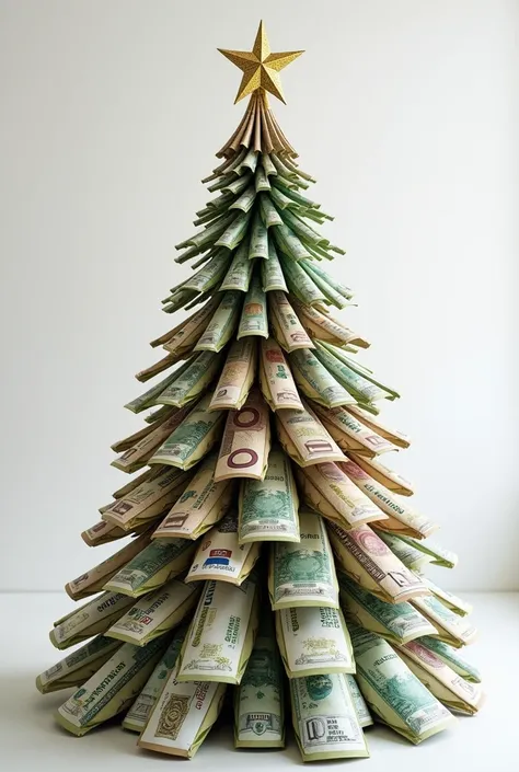 Christmas tree made with banknotes