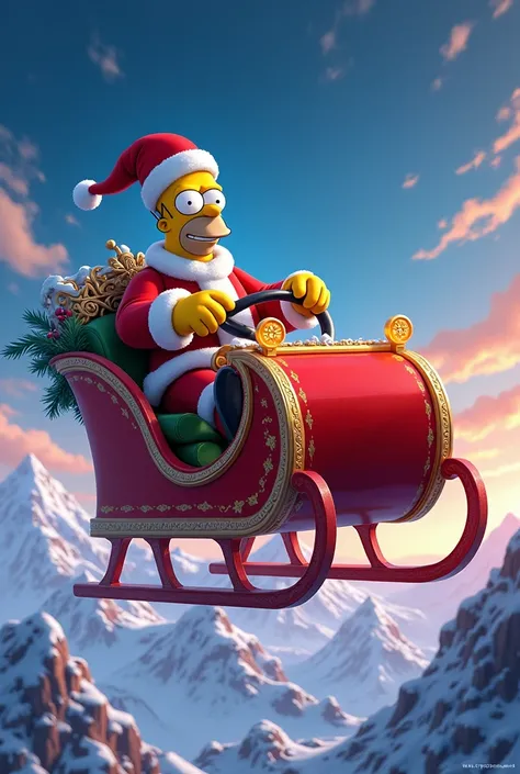 Homer to Simpson riding Santa Haslas sleigh at 16:4