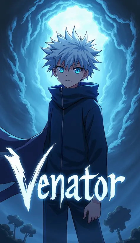 KILLUA animated desktop background from HUNTER X HUNTER anime with the name VENATOR at the bottom of the image in high resolution