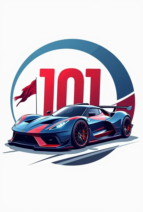 101 name logo
Blue red white color
Super car
Cirle
Winner flag