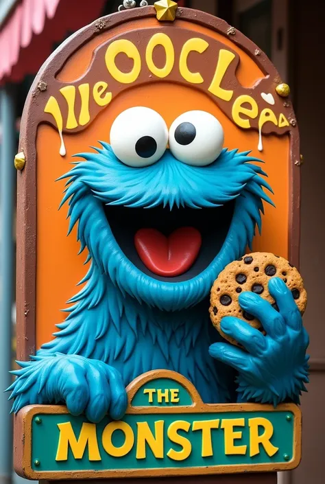 A sign that says :  THE COOKIE MONSTER