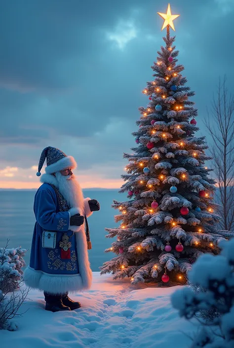 Bałtyk Gdynia christmas tree and blue Santa claus