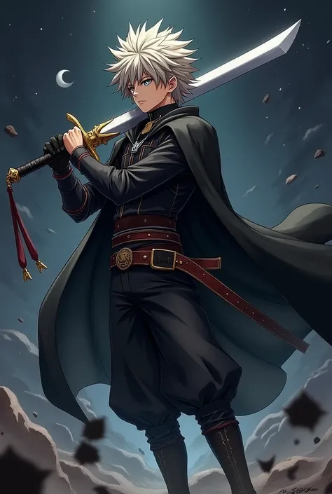 Make Black Clovers Asta holding his sword ready for combat.