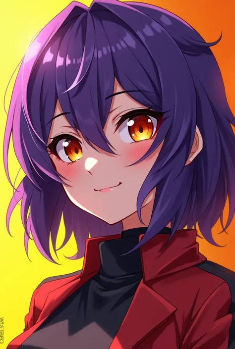 Create a profile picture of Nico from One shot with predominant orange and purple colors 