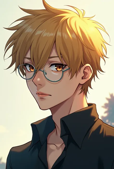 Blonde with lenses,anime man 